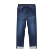 Losse Pasvorm Blauwe Stretch Denim Jeans Dondup , Blue , Heren