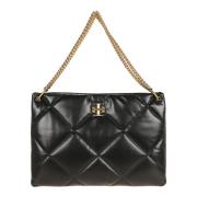 Zwarte Leren Handtas Elegante Stijl Tory Burch , Black , Dames