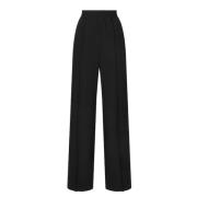 Zwarte Wollen Blend Persplooi Broek Dolce & Gabbana , Black , Dames