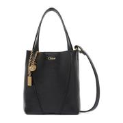 Leren schoudertas met logodetail Chloé , Black , Dames