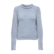 Glitter Puff O-Neck Gebreide Trui Only , Blue , Dames