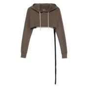 Grijze Cropped Hoodie van Katoen Rick Owens , Gray , Dames