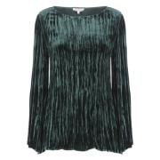 Groene Velvet Sweater Ronde Hals Lange Mouwen Antonelli Firenze , Gree...