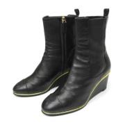 Pre-owned Leather boots Chanel Vintage , Black , Dames