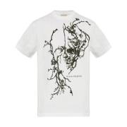 Grafische Print Wit T-shirt Alexander McQueen , White , Dames