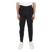 Wollen blend plooi broek Paolo Pecora , Black , Heren