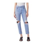 Blauwe jeans met scheuren Straight Fit Agolde , Blue , Dames