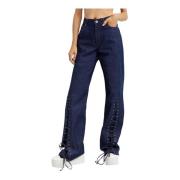 Navy Vetersluiting Wijde Pijp Jeans Jean Paul Gaultier , Blue , Dames