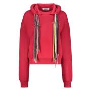 Logo Print Katoenen Hoodie met Zakken Ambush , Red , Dames