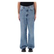 Country Blue Wide Leg Jeans Séfr , Blue , Heren