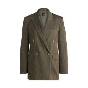 Groene Melange Sharkskin Tailor Fit Blazer Hugo Boss , Green , Dames