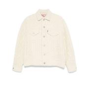 Witte Wol Aran Gebreid Buitenkleding Junya Watanabe , White , Heren