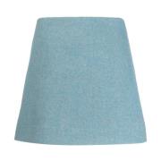 Blauwe Gerecyclede Wolmix Rok Ganni , Blue , Dames