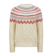 Witte Trui met Girocollo Tricot Moncler , White , Dames