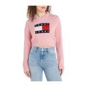 Roze vlaglogo trui Tommy Jeans , Pink , Dames