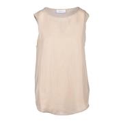 Zijde Blend Mouwloze Top Fabiana Filippi , Beige , Dames