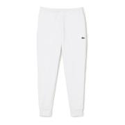 Witte Slim Fit Broek met Logo Borduursel Lacoste , White , Heren