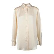 Elegante Blouse met Polyester en Elastaan Nineminutes , Beige , Dames