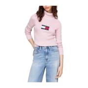 Gestreepte Dolcevita Trui Tommy Jeans , Pink , Dames