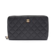 Pre-owned Leather wallets Chanel Vintage , Black , Dames