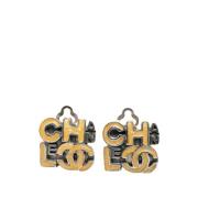 Pre-owned Metal earrings Chanel Vintage , Beige , Dames