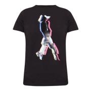 Katoenen T-shirt met korte mouwen en multicolor print Emporio Armani ,...