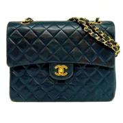 Pre-owned Leather shoulder-bags Chanel Vintage , Blue , Dames