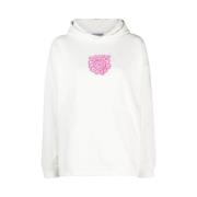 Bloemen Oversized Hoodie met Roze Logo Ganni , White , Heren