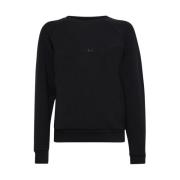 Zwarte Sweater met Logo en Strass Emporio Armani , Black , Dames