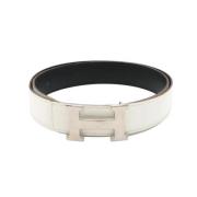 Pre-owned Leather belts Hermès Vintage , White , Heren