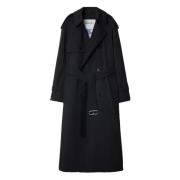 Grijze Melange Trenchcoat voor Vrouwen Burberry , Gray , Dames