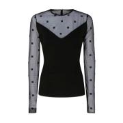 Zwarte Milano Stitch Top met Tule Givenchy , Black , Dames