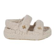 Shearling Sport Sandalen in Beige Tory Burch , Beige , Dames