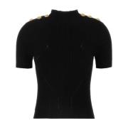 Zwart viscose blend T-shirt Balmain , Black , Dames