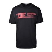 Katoenen T-shirt Diesel , Black , Heren