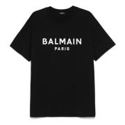 Monochrome T-shirt EAB Stijl Balmain , Black , Heren