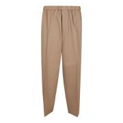 Bruine Wol Elastische Taille Broek Aw24 Jil Sander , Brown , Heren