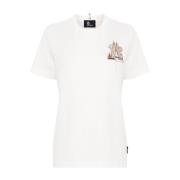 Geborduurd Berglogo Wit T-shirt Moncler , White , Dames