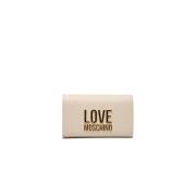 Stijlvolle Beige Schoudertas met Logo Love Moschino , Beige , Dames