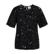 Elegante Zwarte Kant Top Heartmade , Black , Dames