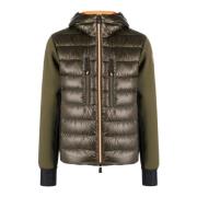 Groene gewatteerde trui met capuchon Moncler , Green , Heren