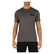 Katoenen T-shirt met Voorlogo Patch Emporio Armani EA7 , Gray , Heren