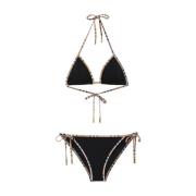 Zwarte Halternek Bikini met Burberry Check Burberry , Black , Dames