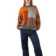 Inlay Patch Trui Aw23 Maliparmi , Orange , Dames