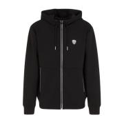 Zwarte Zip Hoodie met Logo Patch Emporio Armani EA7 , Black , Heren