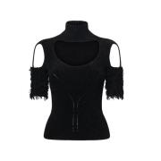 Zwarte Cut-Out Hoge Kraag Shirt Coperni , Black , Dames