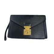 Pre-owned Leather clutches Louis Vuitton Vintage , Black , Dames