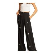 Wijde geplooide broek Alma EN Pena , Black , Dames