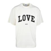 Katoenen T-shirt met uniek ontwerp Msgm , White , Heren