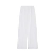 Oversized Gewassen Katoenen Broek Sportmax , White , Dames